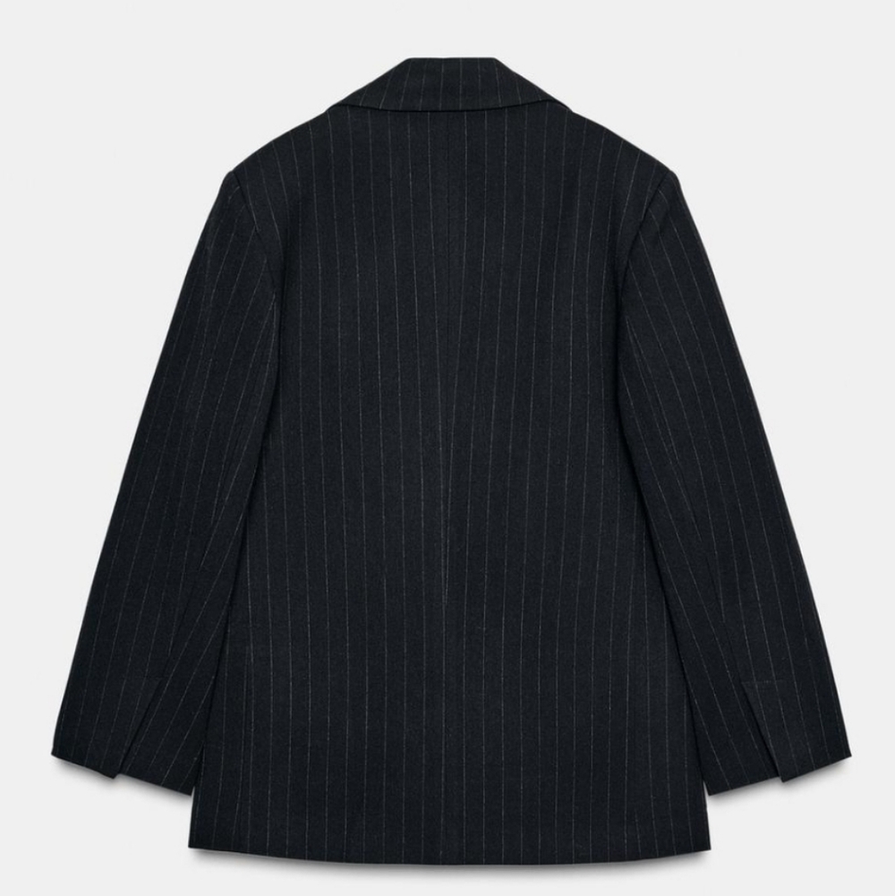 ZARA PINSTRIPE OVERSIZED BLAZER WITH POCKETS SIZE M - Picture 14 of 14